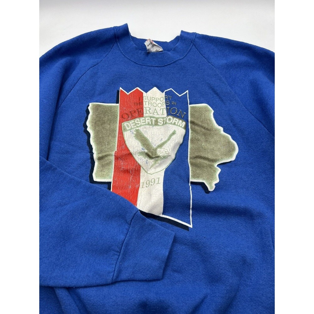 VTG 1991 Operation Desert Storm Support Our Troops Sweat Shirt Medium Iowa  Blue